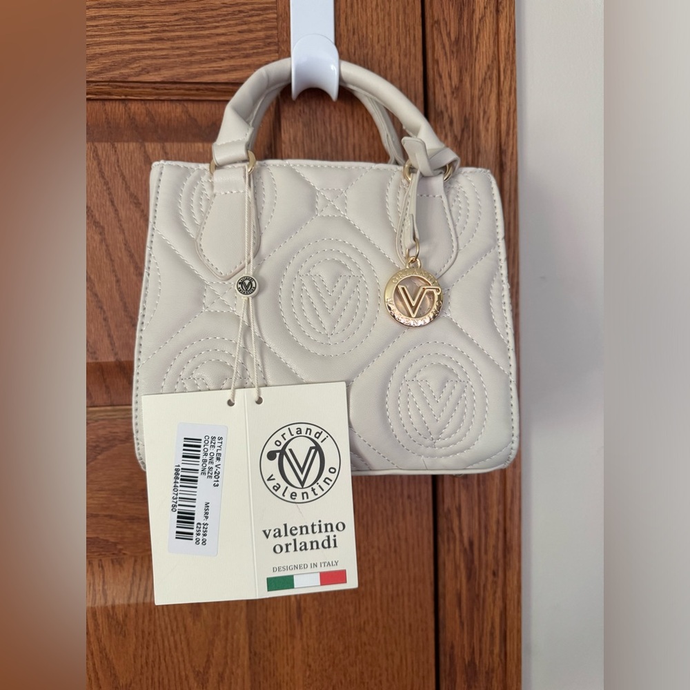 NWT Valentino Orlandi White Mini Purse/Tote/Crossbody with Thick Strap